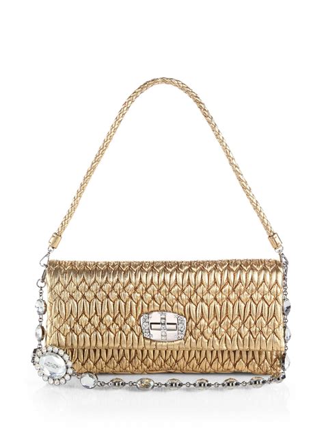 miu miu nappa crystal embellished leather shoulder bag|Miu Crystal Cloqué nappa leather bag .